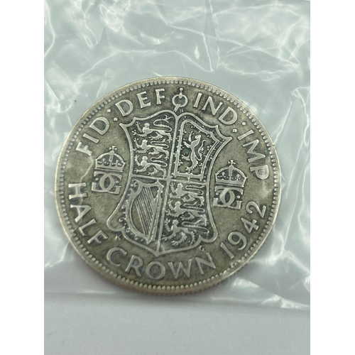 184 - Two World War II SILVER HALF CROWNS in extra fine condition, having bold and raised definition to bo... 