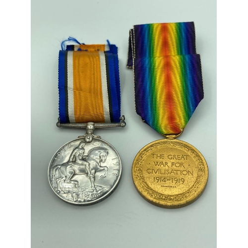 302 - First world war MEDAL together with the VICTORY MEDAL awarded to private P.M. Neale 25627 of the Nor... 