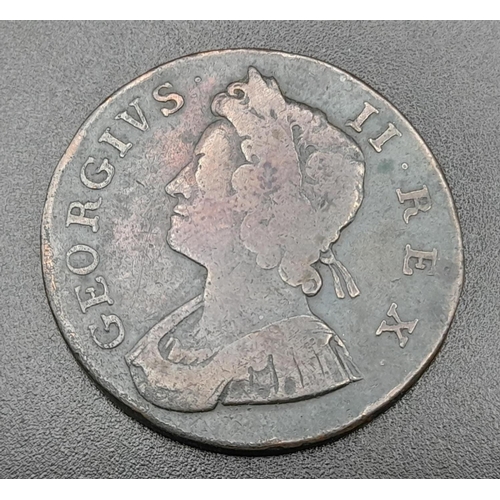 474 - Two George II Half Penny Coins. 1739, 1752. Please see photos for conditions. Spink- 3717 and 3719.