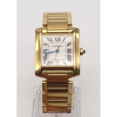 2 - An 18K Solid Gold Cartier Tank Francaise Gents Watch. 18K Gold Case - 35 x 28mm. Automatic movement.... 