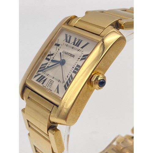 2 - An 18K Solid Gold Cartier Tank Francaise Gents Watch. 18K Gold Case - 35 x 28mm. Automatic movement.... 