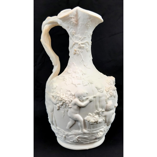 200 - A Stunning Vintage Heavy Relief Parian Copeland Claret Jug. The jug features eight different cherubs... 