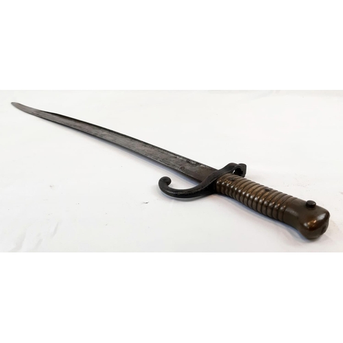 249 - An Antique 1870s Mauser Rifle Bayonet and Scabbard.
69cm total length.