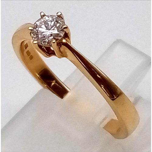 775 - 18CT YELLOW GOLD DIAMOND S/S RING 0.30CT 3.4G SIZE M 1/2