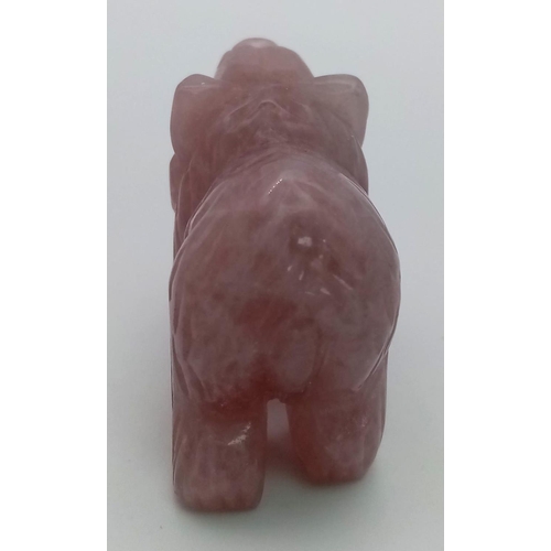 353 - A Hand-Carved Rose Quartz Bear Figure. 5 x 3.5cm