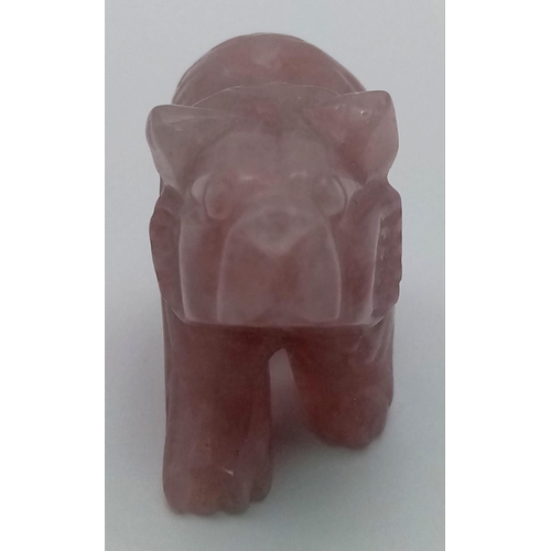 353 - A Hand-Carved Rose Quartz Bear Figure. 5 x 3.5cm