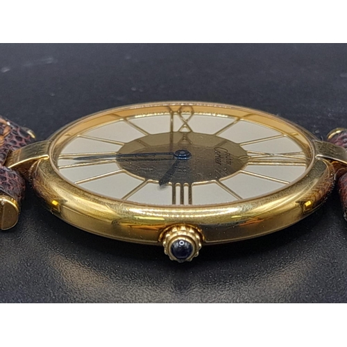 216 - A Cartier - Must de Cartier Ladies Watch. 24k Gold plated over sterling silver case - 30mm. Original... 