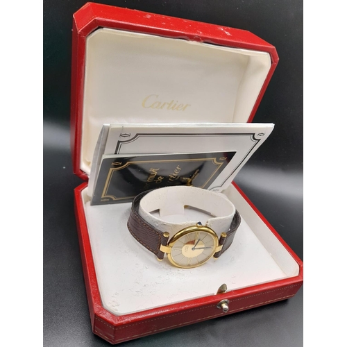 216 - A Cartier - Must de Cartier Ladies Watch. 24k Gold plated over sterling silver case - 30mm. Original... 