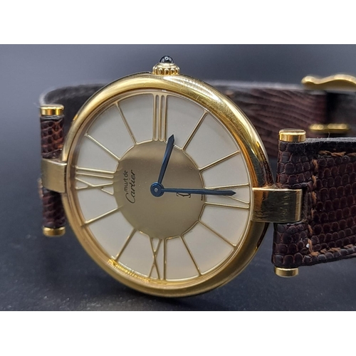 216 - A Cartier - Must de Cartier Ladies Watch. 24k Gold plated over sterling silver case - 30mm. Original... 