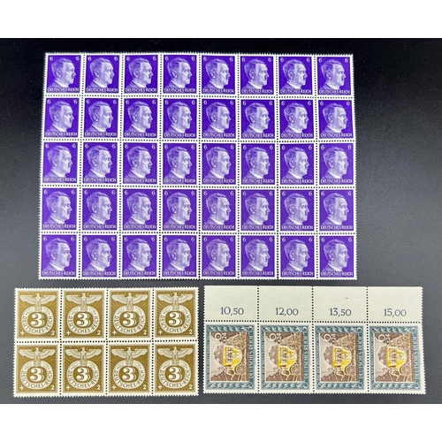 601 - 3 Blocks of Authentic WW2 Period Third Reich Postage Stamps including 40
Adolph Hitler, 8 Third Reic... 