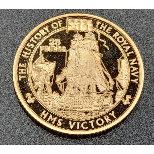 82 - A 22K Gold Proof Coin Celebrating HMS Victory. Westminster limited edition Jersey mint. Comes in a p... 