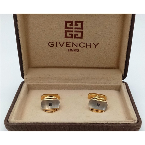 132 - A genuine, vintage, pair of GIVENCHY PARIS cufflinks in original presentation box. Excellent conditi... 