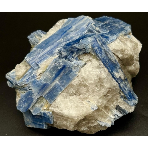 146 - A spectacular, museum quality, large, blue KYANITE crystals in quartz matrix. Dimensions: 152 x 131 ... 