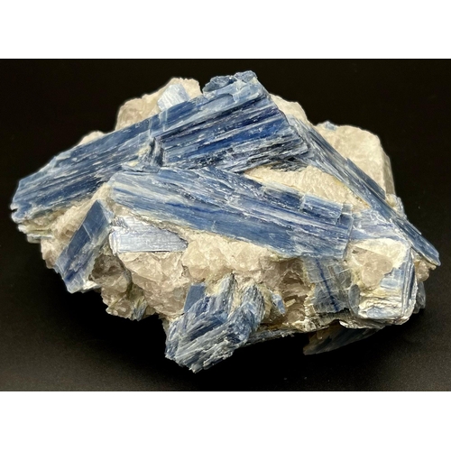 146 - A spectacular, museum quality, large, blue KYANITE crystals in quartz matrix. Dimensions: 152 x 131 ... 