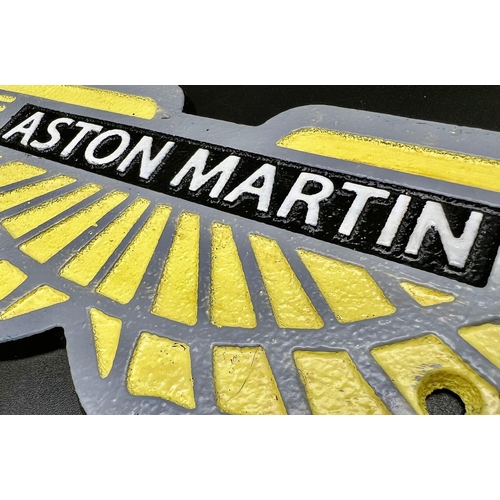 195 - A cast iron ASTON MARTIN sign. Dimensions: 33 x 8 x 0.5 cm. Originally designed in early 20th Centur... 