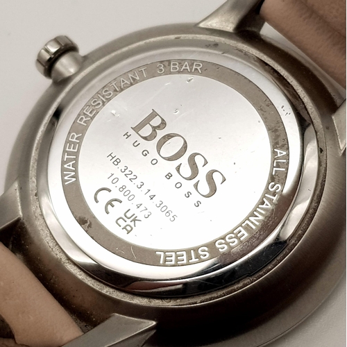 365 - A Hugo Boss Ladies Chronograph Watch. Leather strap with stainless steel case - 38mm. White dial wit... 