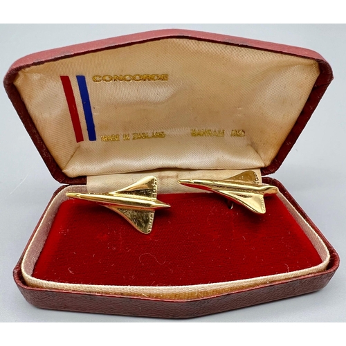 407 - An Extremely Collectable Pair of Concorde Gold Plated Cufflinks in the Original Presentation Case. A... 