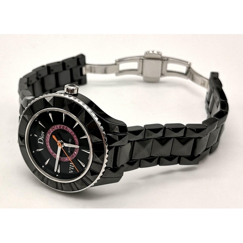 25 - A Christian Dior VIII Automatic Ladies Watch. Black ceramic bracelet and case - 35mm. Black dial wit... 