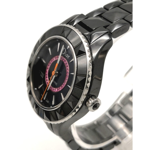 25 - A Christian Dior VIII Automatic Ladies Watch. Black ceramic bracelet and case - 35mm. Black dial wit... 