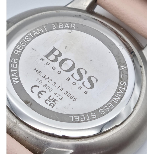 365 - A Hugo Boss Ladies Chronograph Watch. Leather strap with stainless steel case - 38mm. White dial wit... 