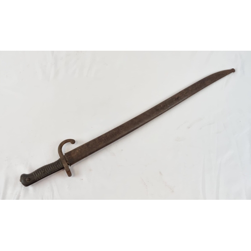 387 - An Antique 1870s Mauser Rifle Bayonet and Scabbard.
69cm total length.