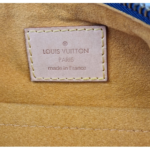 157 - A Louis Vuitton Denim Shoulder Bag with a Matching Wallet Purse. Blue denim monogram and leather thr... 