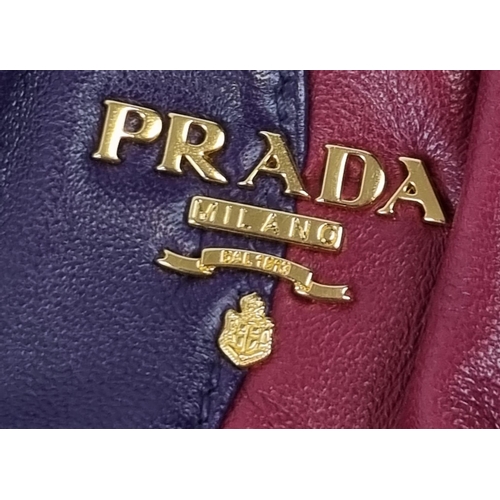 190 - A Prada Nappa Trembled Blossoms Stripes Crossbody Handbag. A beautiful Prada evening leather baguett... 