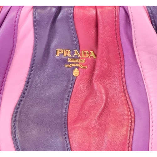 190 - A Prada Nappa Trembled Blossoms Stripes Crossbody Handbag. A beautiful Prada evening leather baguett... 