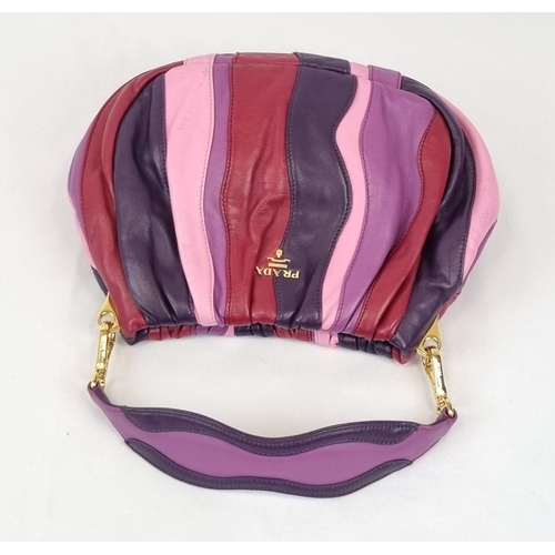 190 - A Prada Nappa Trembled Blossoms Stripes Crossbody Handbag. A beautiful Prada evening leather baguett... 