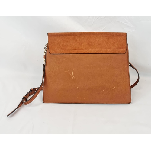 194 - A Chloe Brown Leather and Suede Shoulder Bag. Brown leather exterior with suede flap. Leather strap ... 