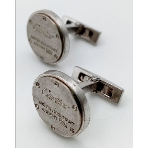 252 - A Lovely Vintage Pair of Cartier 925 Silver Cufflinks.
21.3g total weight. Ref - 9644