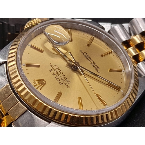 263 - A Rolex Oyster Perpetual Datejust Gents Watch. Gold and steel strap and case - 36mm. Automatic movem... 