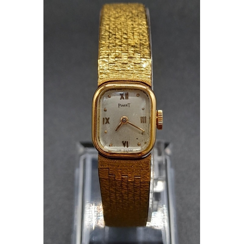 38 - A Vintage 18K Gold Piaget Ladies Dress Watch. 18K gold bracelet and case - 16 x 15mm. Mechanical mov... 