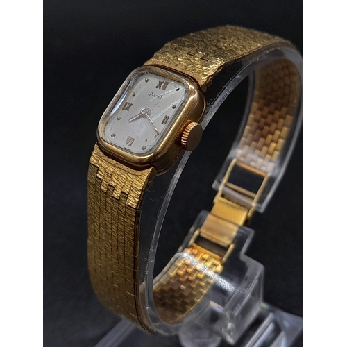 38 - A Vintage 18K Gold Piaget Ladies Dress Watch. 18K gold bracelet and case - 16 x 15mm. Mechanical mov... 