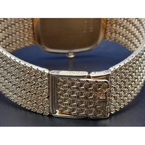 59 - An 18K Solid Gold and Diamond Jaeger de Coultre Unisex Watch. 18K old bracelet and case - 30 x 30mm.... 