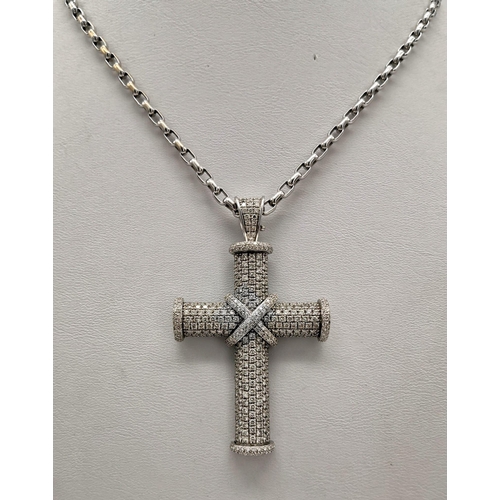 50 - A Theo Fennell 18K White Gold Diamond Cross Pendant on an 18K White Gold Chain. Hundreds of brillian... 