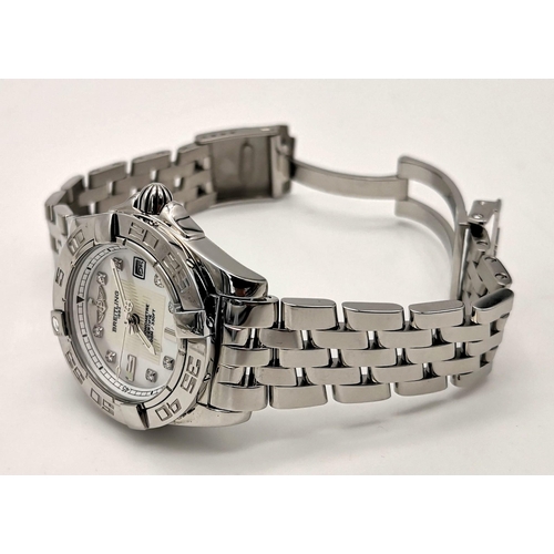 75 - A Breitling Galactic 32 Stainless Steel and Diamond Ladies watch. Stainless steel strap and case - 3... 