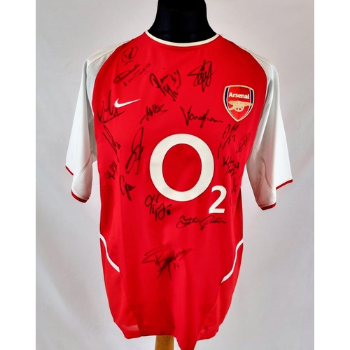 44 - A 2003/4 Arsenal FC Match Quality Signed Shirt. O2 sponsor era. Signatures to include: Adams, Henry,... 