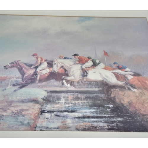 454 - A Wonderful Eugene Pechaubes Horse Racing Print. In gilded frame - 102 x 65cm.