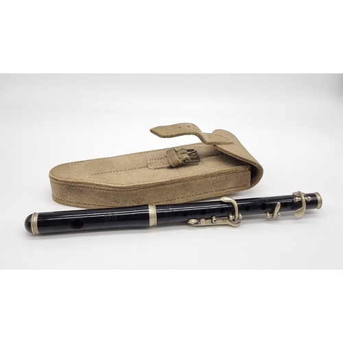 199 - A WW1 Military Starck Barnes and Sons of London Five-Key Flute in Original Case. Broad arrow militar... 