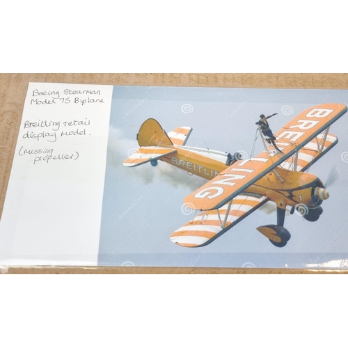 243 - Incredibly Rare Breitling Retail Display of a 1940's Boeing Super Stearman Model 75 Biplane with sta... 