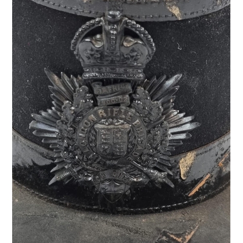 390 - A Rare Antique Original London Rifle Brigade Cap. Serial number on inner. Some slight exterior wear.... 