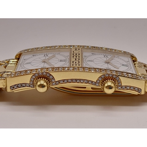 15 - A Rare Roberge Dual Face 18K Gold and Diamond Encrusted Dress Watch. 18k gold and diamond bracelet a... 