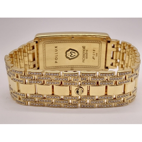 15 - A Rare Roberge Dual Face 18K Gold and Diamond Encrusted Dress Watch. 18k gold and diamond bracelet a... 