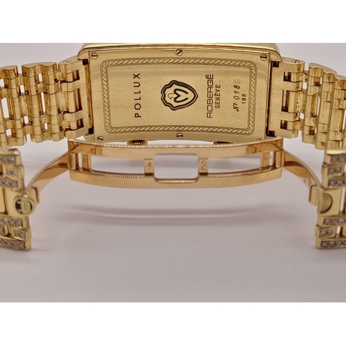 15 - A Rare Roberge Dual Face 18K Gold and Diamond Encrusted Dress Watch. 18k gold and diamond bracelet a... 