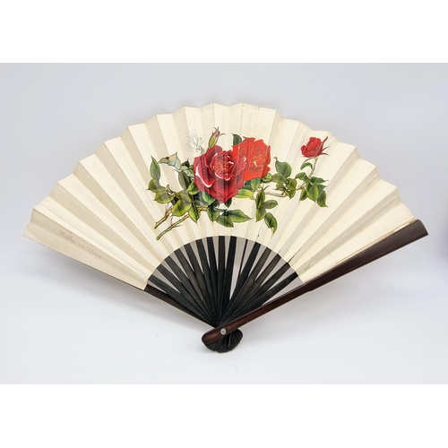 411 - Three Vintage Chinese Fans. Bamboo and dark wood have a very small amount of damage so a/f.