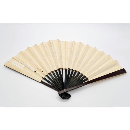 411 - Three Vintage Chinese Fans. Bamboo and dark wood have a very small amount of damage so a/f.