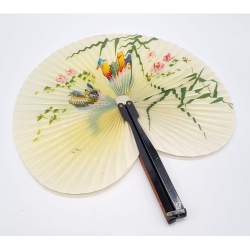 411 - Three Vintage Chinese Fans. Bamboo and dark wood have a very small amount of damage so a/f.