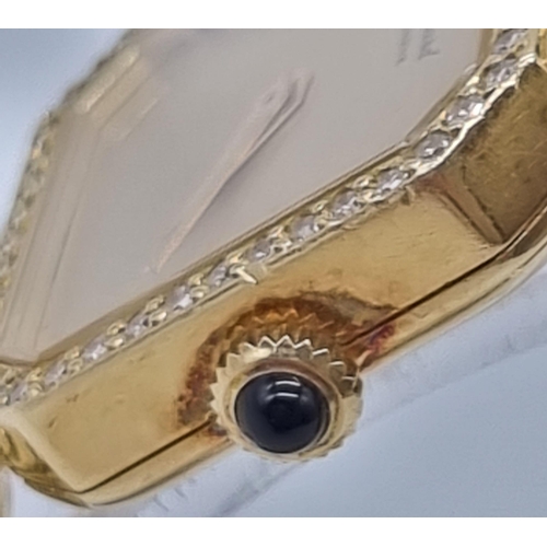 214 - A Chopard 18K Gold and Diamond Ladies Watch. 18K gold strap and case - 20mm. Diamond bezel. Gold dia... 