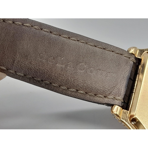 30 - A De La Cour 18k Gold and Diamonds - Since Tomorrow Dress Watch. Black leather strap with 18k gold a... 